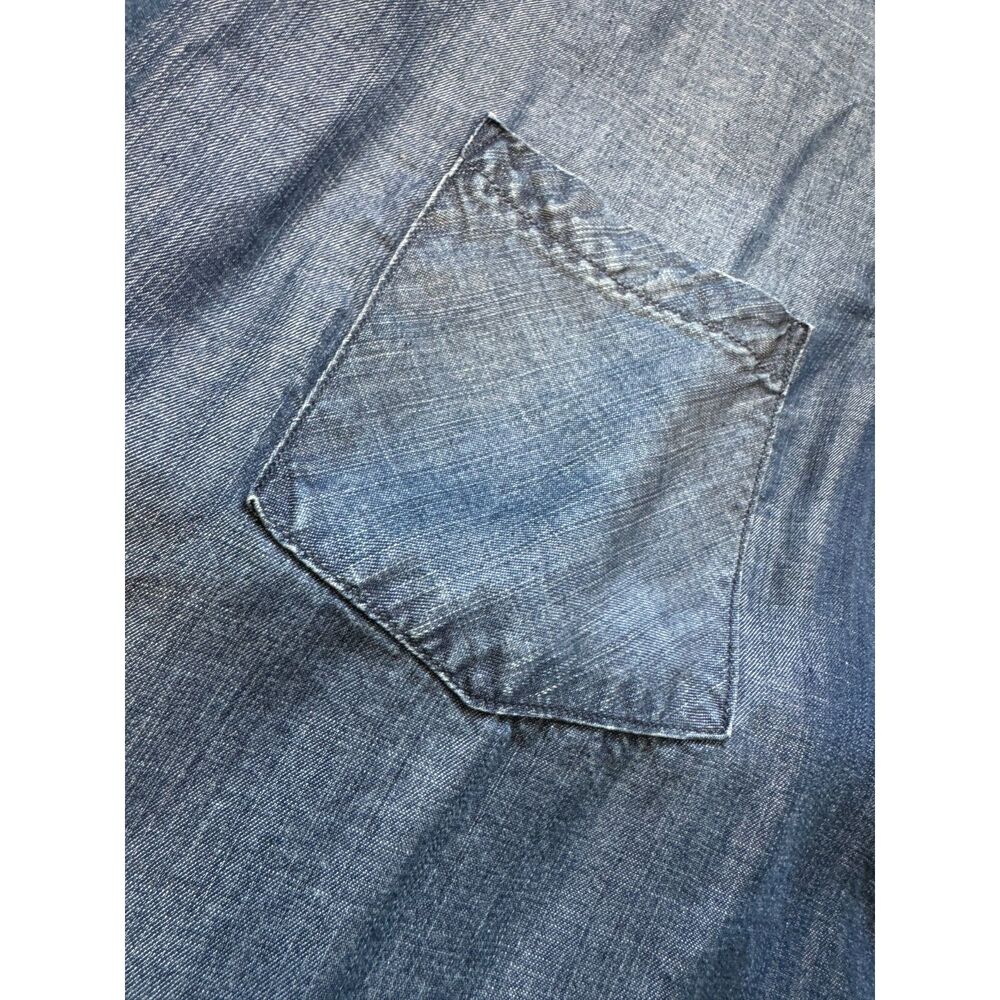 Anthopologie Cloth & Stone Chambray Split Back Blouse Size M Tencel Long Sleeve - Picture 5 of 5